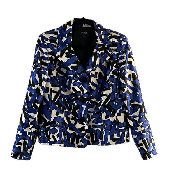 Jones Wear Royal Blue Pattern Blazer Size 14 - Picture 1 of 11